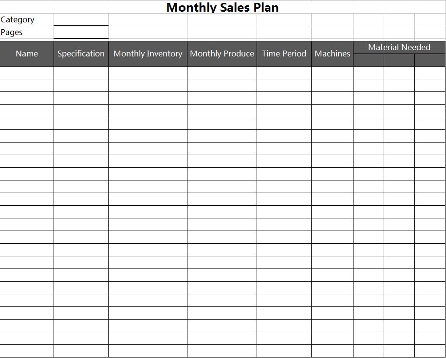 Monthly Sales Plan.xlsx - Spreadsheet Templates - WPS Template